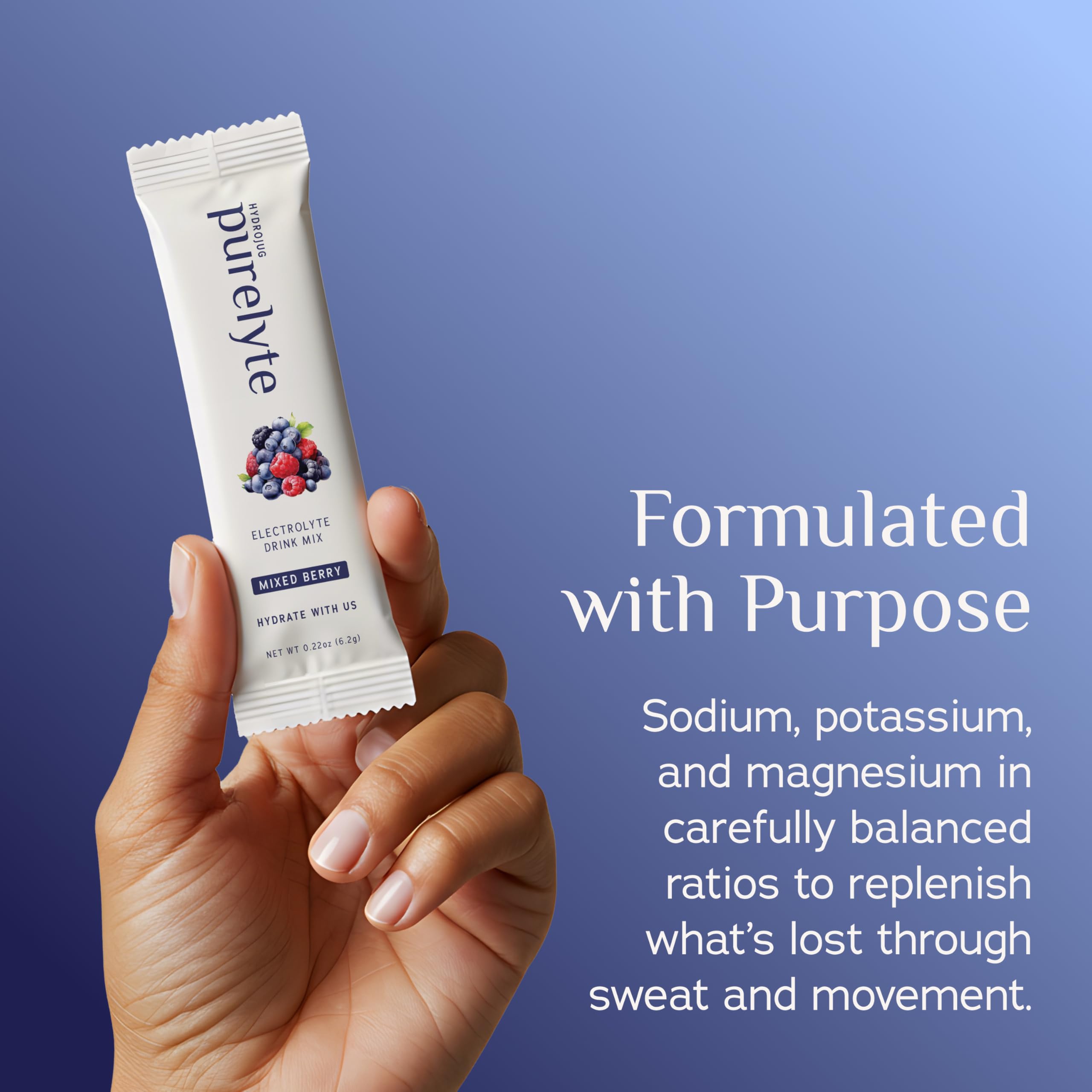 Purelyte Electrolyte Stick Blue Raspberry for tasty sugar-free hydration.