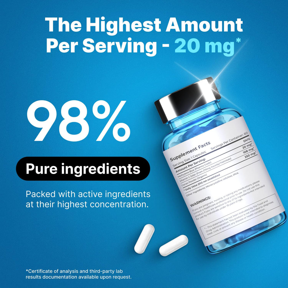 PureNutra in-hand capsules prepared for quick energy and focus