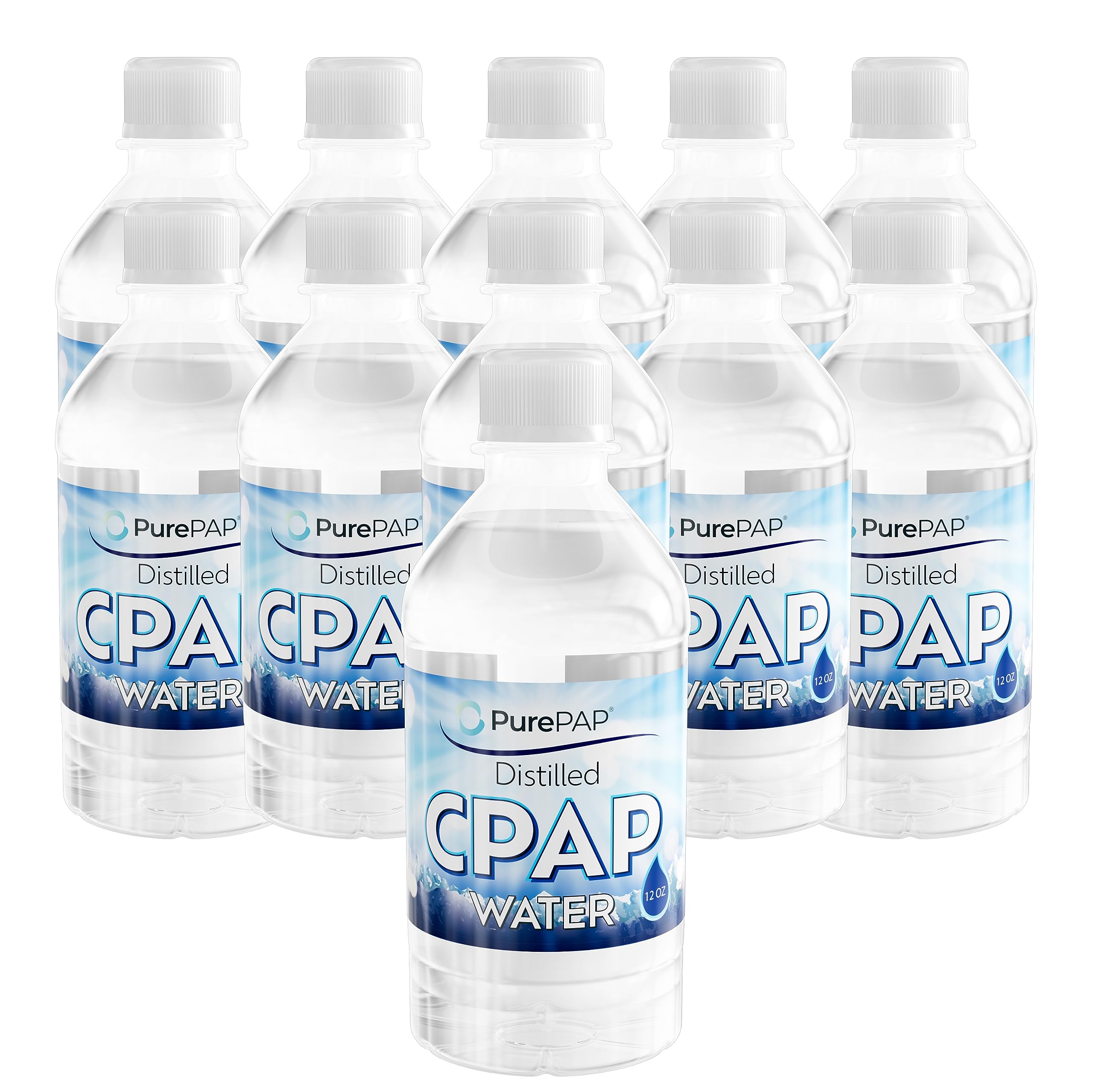 PurePAP distilled water 12oz bottle pack for CPAP and travel