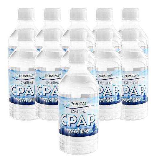PurePAP distilled water 12oz bottle pack for CPAP and travel