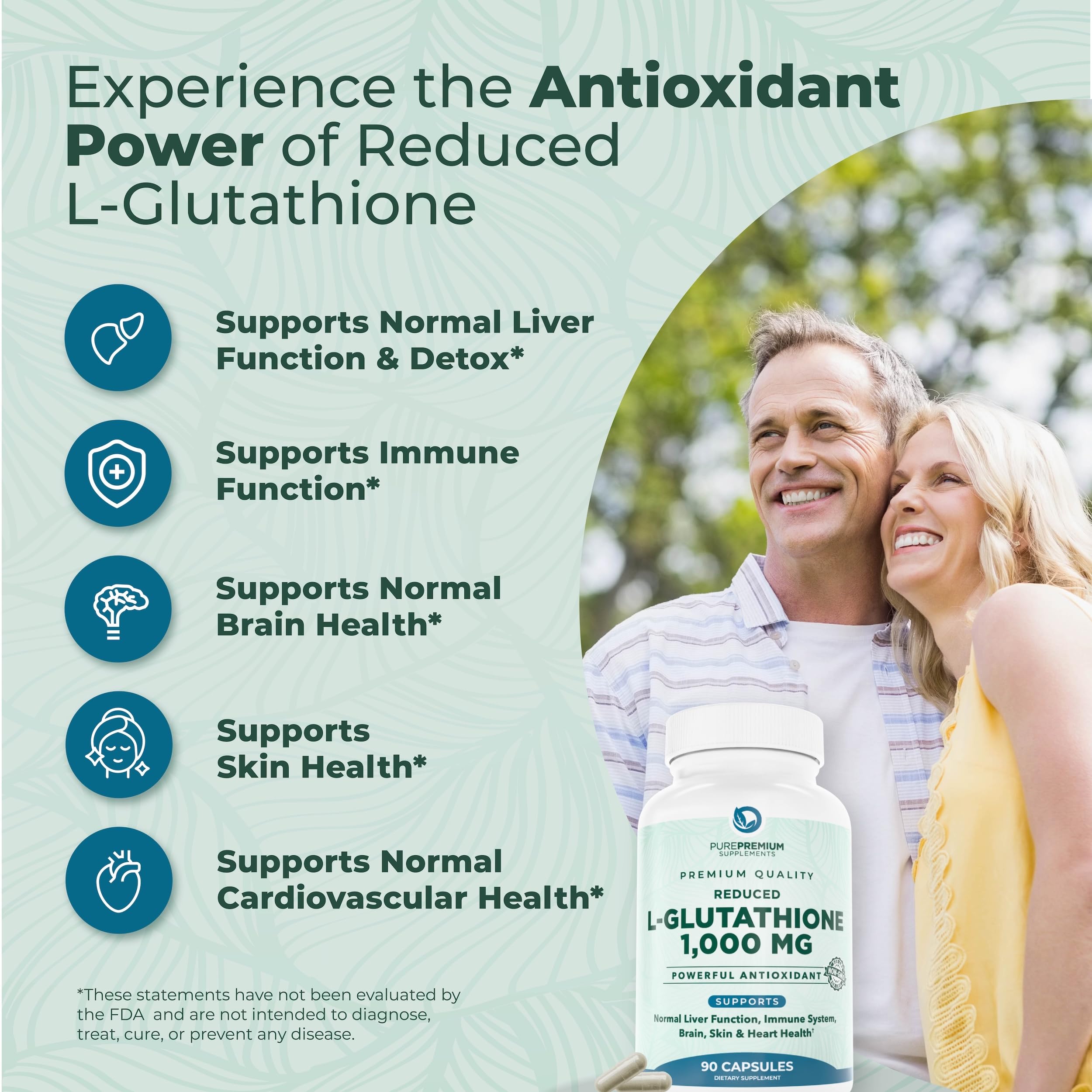Close-up label of PurePremium glutathione highlighting quality