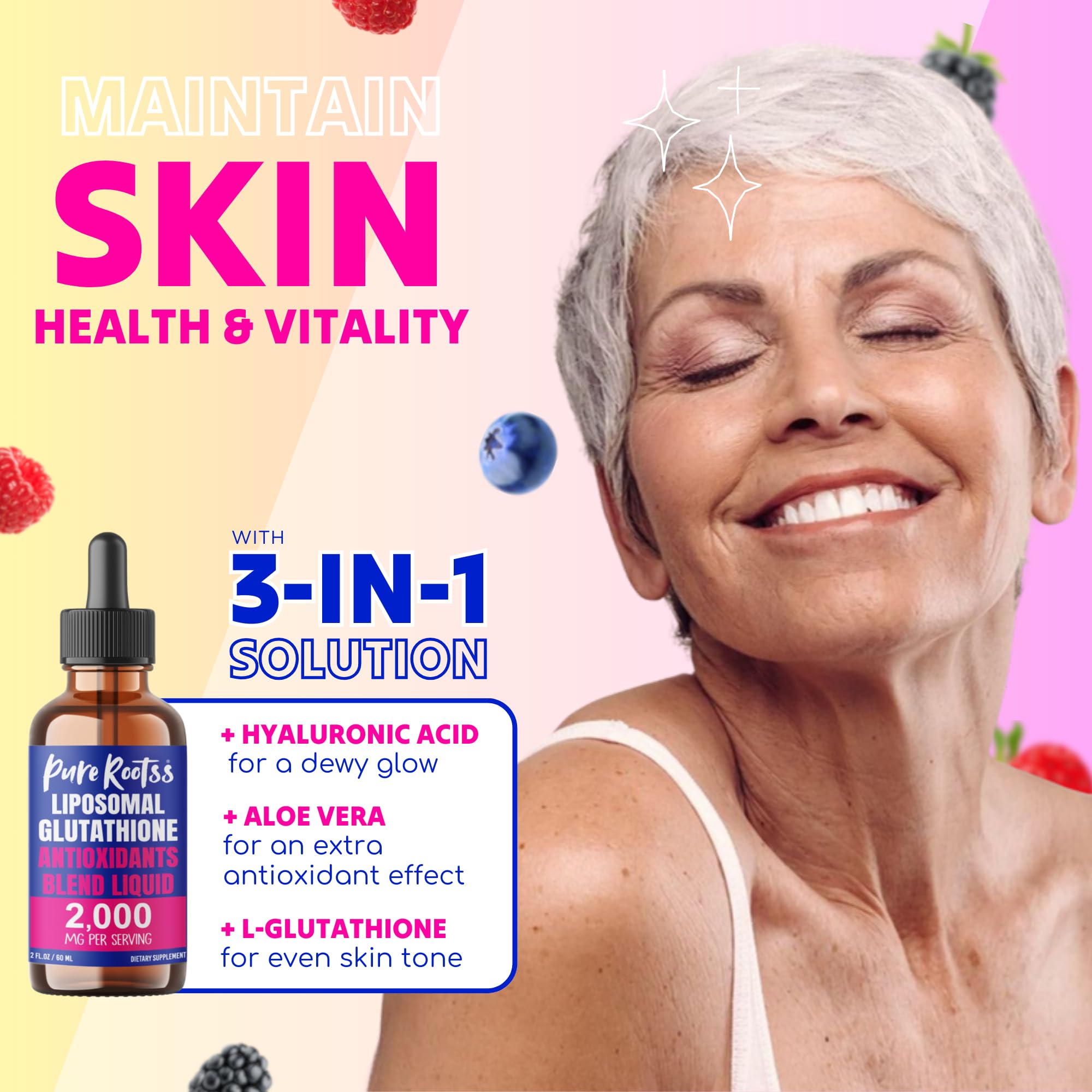 PureRootss liposomal 98 percent absorption graphic highlighting fast uptake
