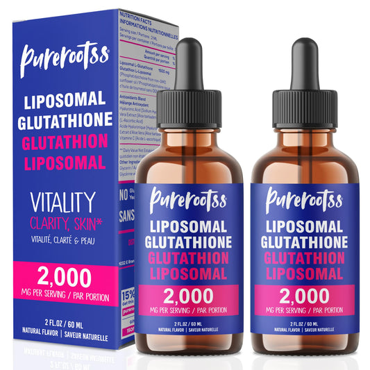 PureRootss liposomal glutathione liquid bottle for daily antioxidant support