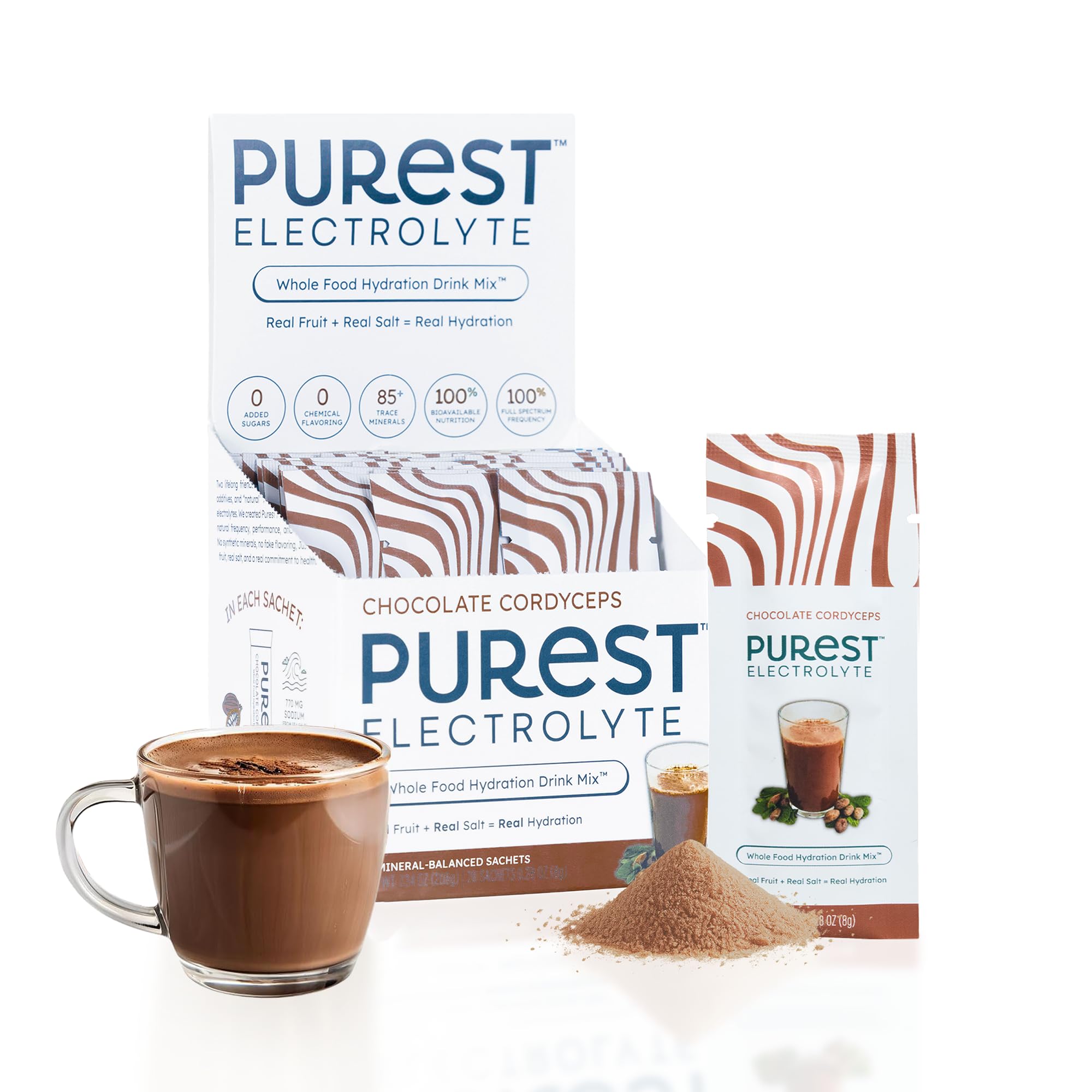 Purest Electrolyte chocolate hydration packets for quick post-workout refresh