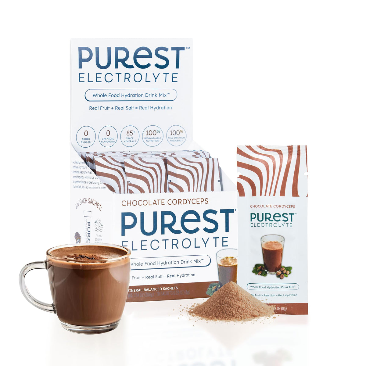 Purest Electrolyte chocolate hydration packets for quick post-workout refresh