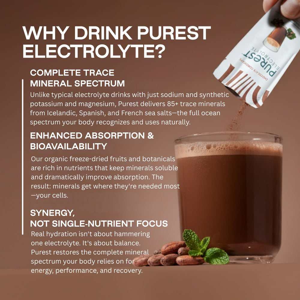 Cordyceps infusion in Purest Electrolyte chocolate sachet offers natural caffeine boost
