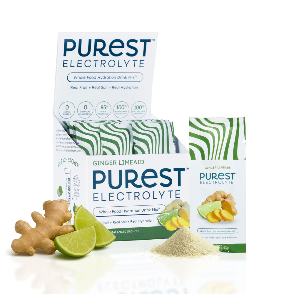 Purest Electrolyte Ginger LimeAid packet ready for on-the-go hydration