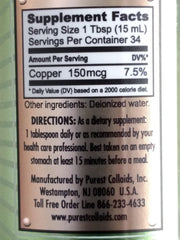 Purest Colloids MesoCopper close-up shows fine copper particles for potential antioxidant benefits.