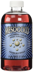 Purest Colloids MesoGold bottle closeup highlighting ultra-pure nanoparticles for cognitive focus.