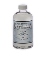 Purest Colloids MesoIridium bottle pour shows high-purity iridium for daily mineral support.