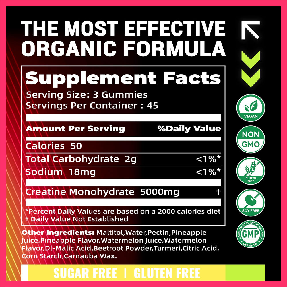 PURESTVITS Creatine Gummy close-up highlights chewy texture and flavor