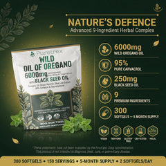 PURETREX Wild Oregano 6000mg softgels for easy daily intake.