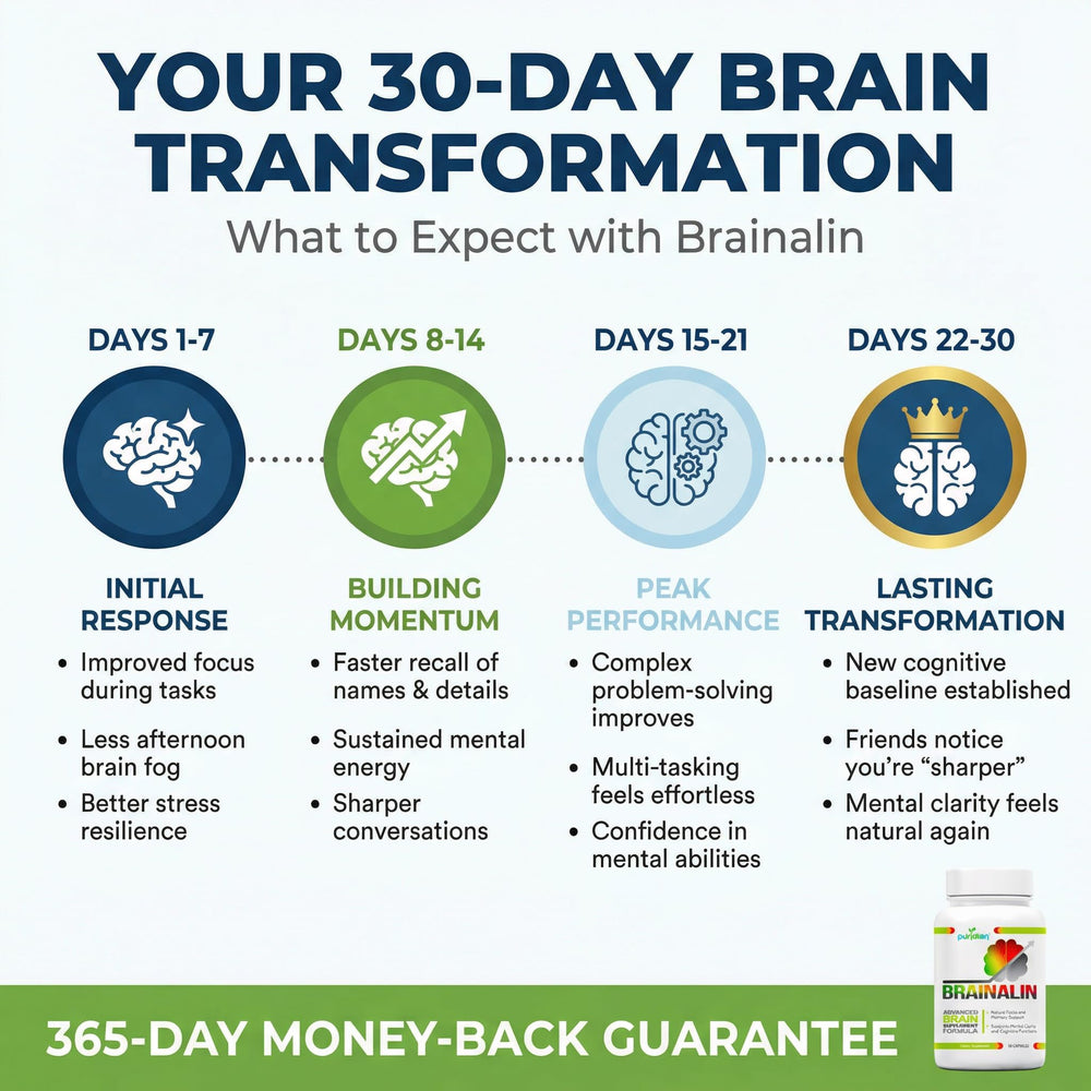 Puridian Brainalin capsules in hand for daily use during focused work.