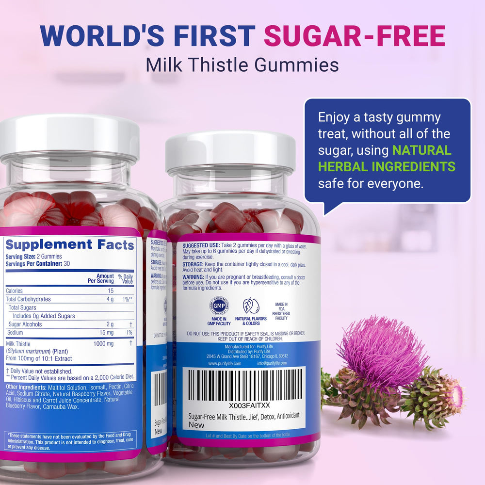 Purify Life blueberry-raz flavor gummies image highlights tasty flavor and daily routine compatibility