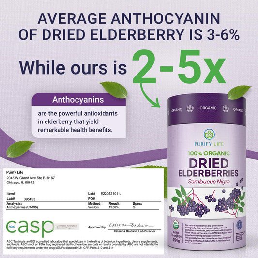 Purify Life BPA-free scoop included with elderberries for precise measuring.