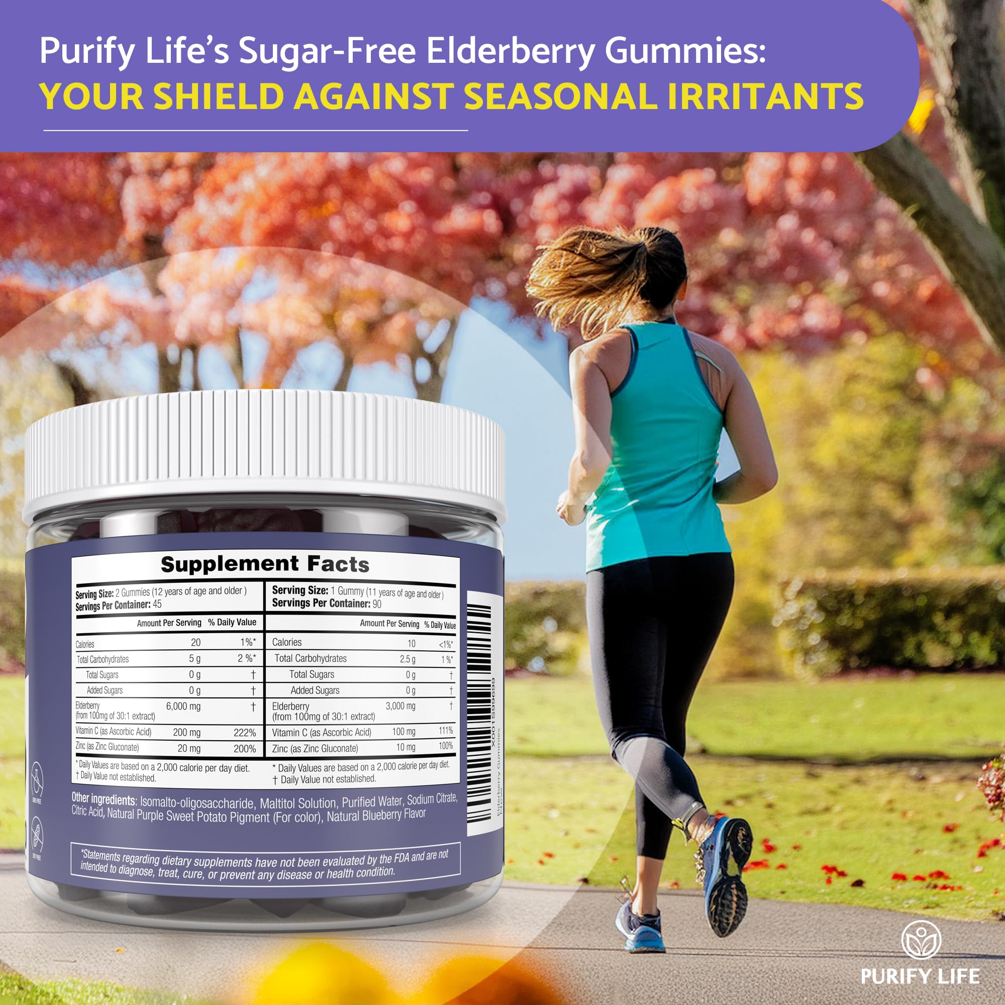 Purify Life Elderberry Gummies blueberry flavor close-up for daily use.