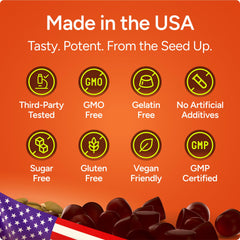 Purify Life hair growth support gummies highlighted by pumpkin seed oil and EFAs.