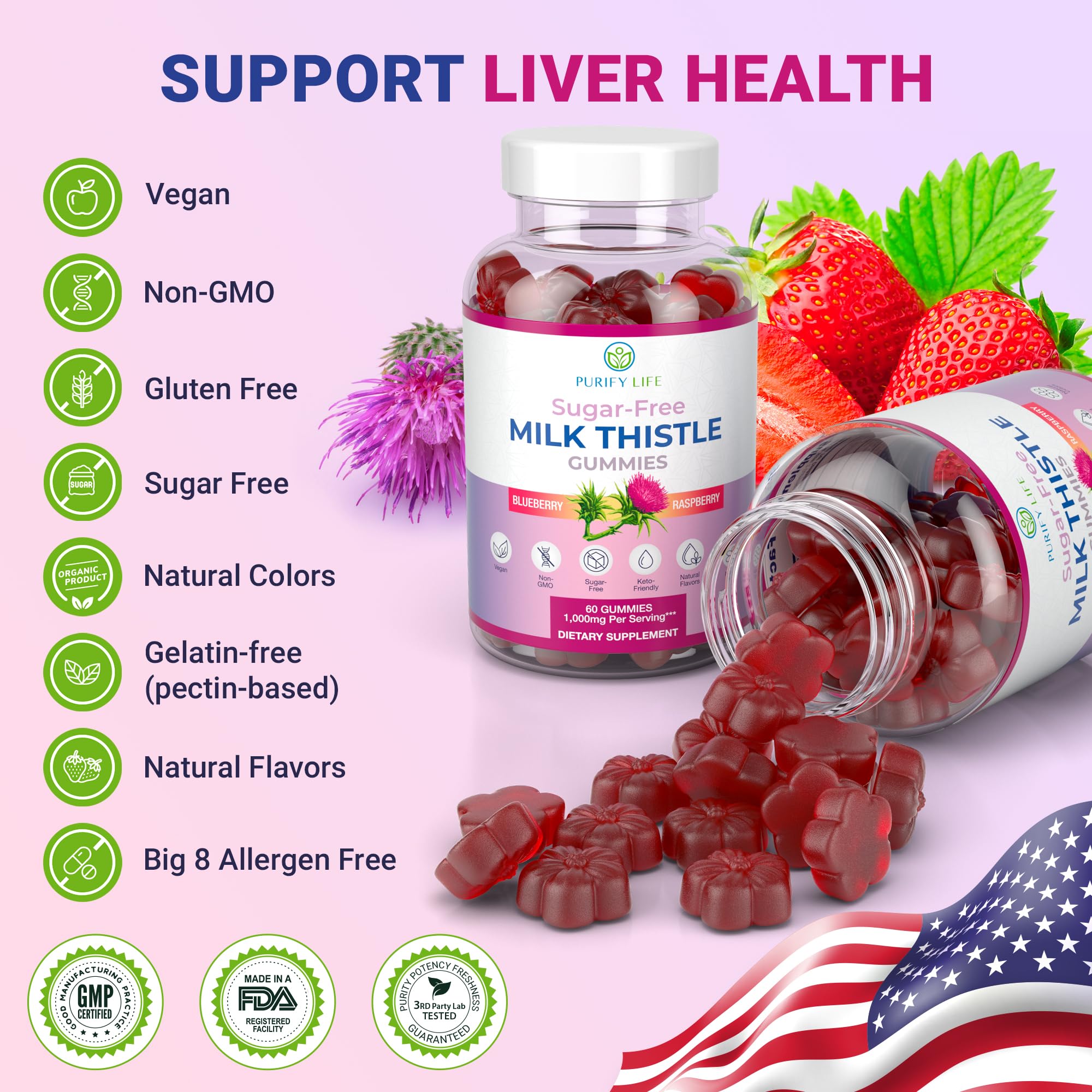 Purify Life made-in-usa facility badge signals high-quality production and safety standards