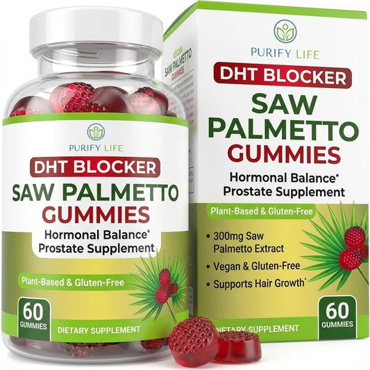 Purify Life sugar-free saw palmetto gummies bottle front for daily wellness support