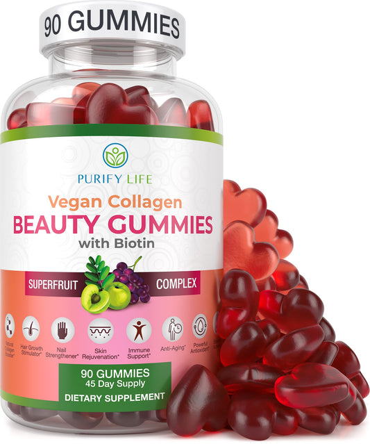 Purify Life vegan collagen gummies bottle for daily hair and skin support