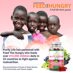 Purify Life vegan collagen gummies closeup showing chewy, fruity texture