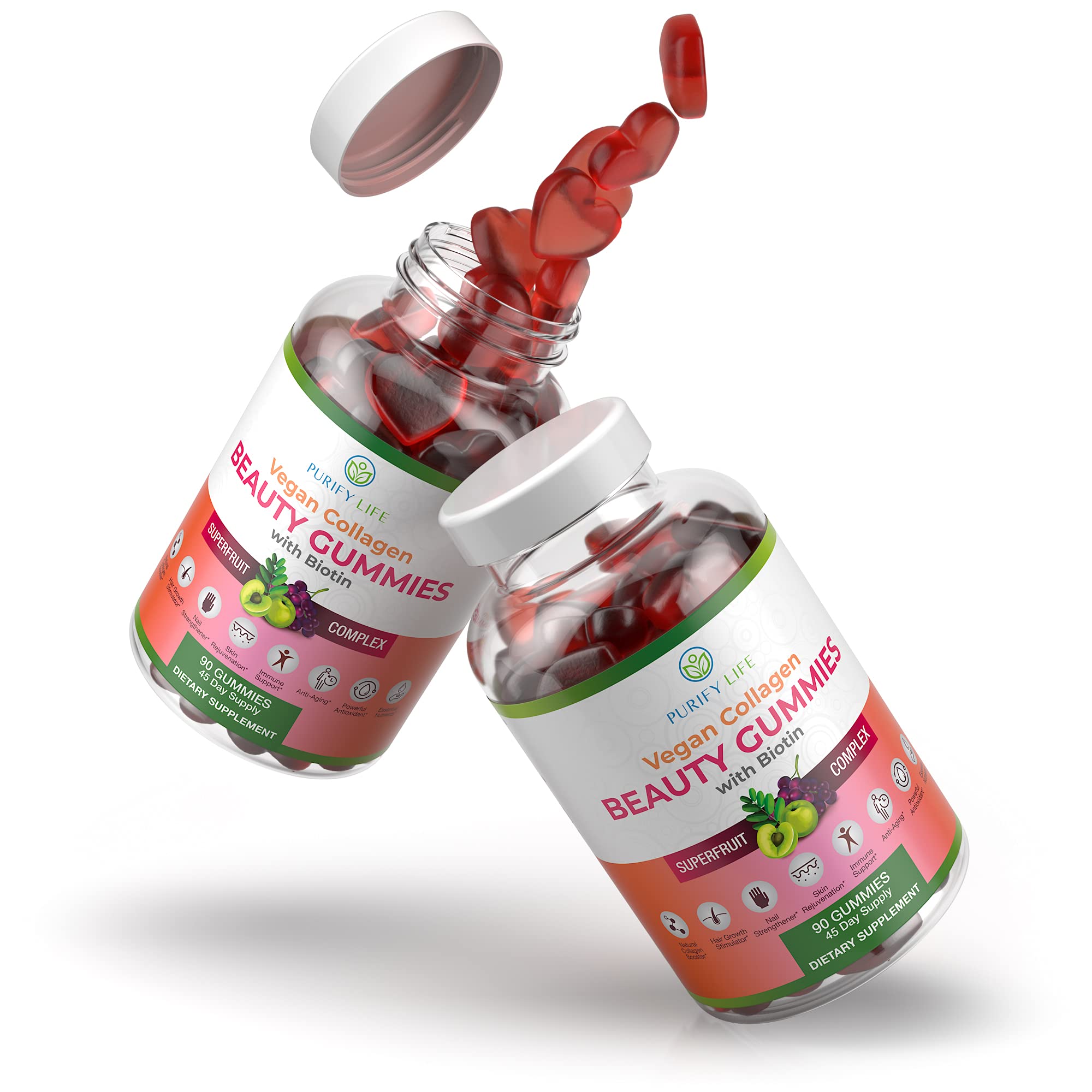 Purify Life vegan collagen gummies USA made label indicating quality