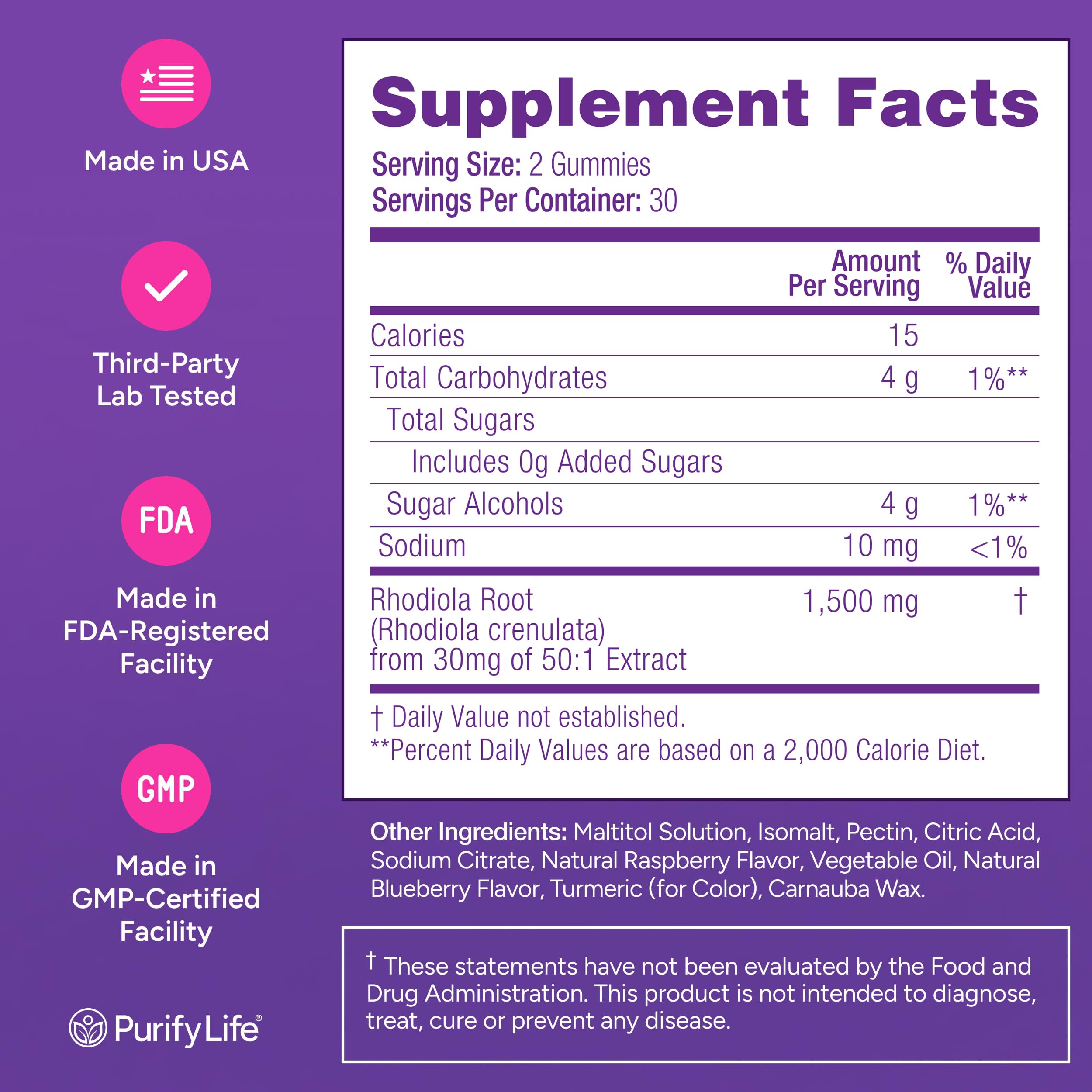 Purify Life vegan gummies closeup shows chewable sugar-free sensory appeal