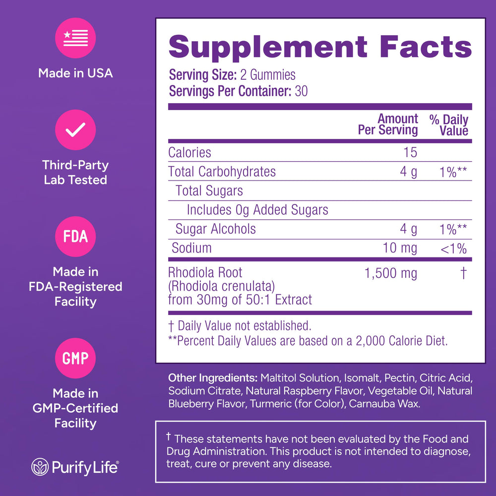 Purify Life vegan gummies closeup shows chewable sugar-free sensory appeal