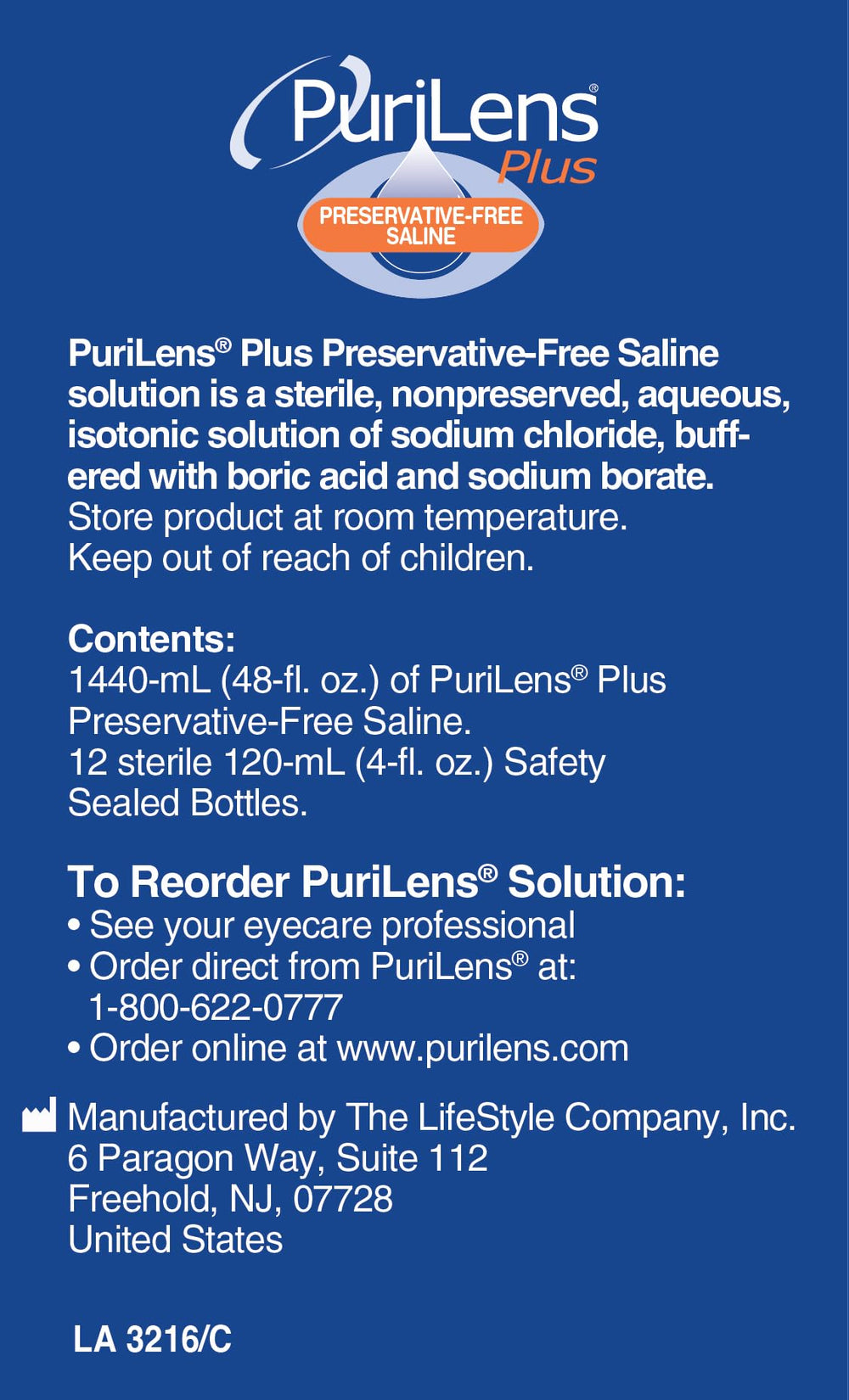 Purilens Plus dry eye friendly saline for sensitive eyes.