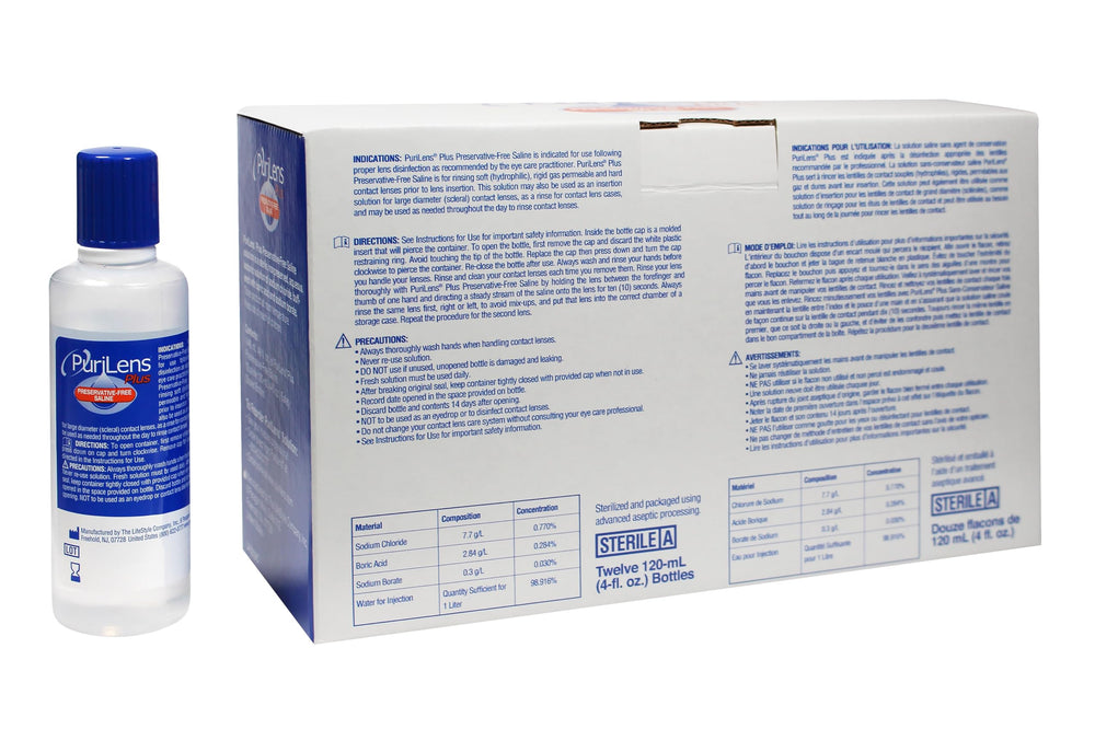 Purilens Plus 12-bottle pack shown for bulk purchase convenience and daily use.