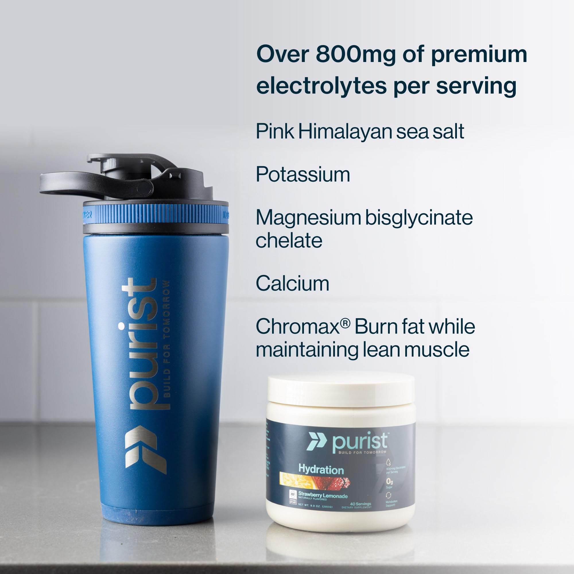 Purist Electrolyte Powder chromax ingredient closeup for metabolism support.
