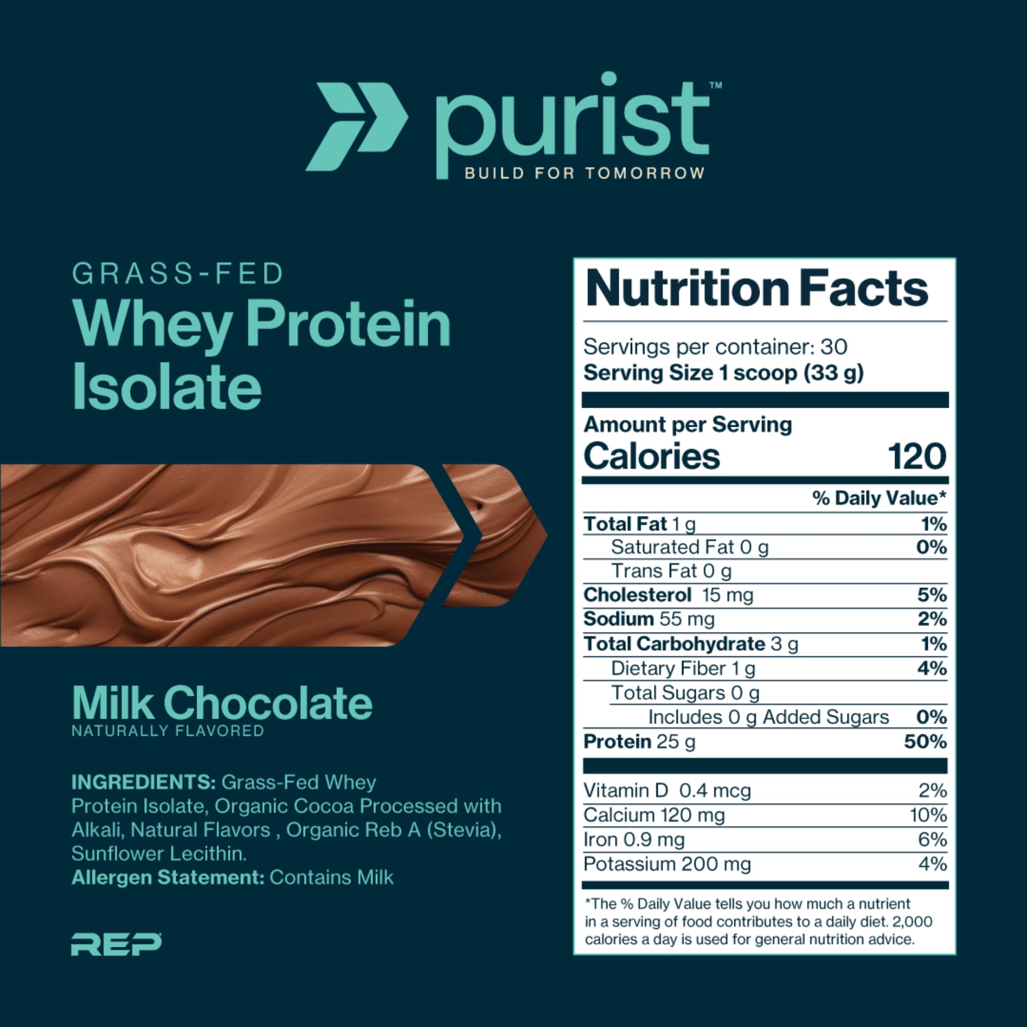 PURIST REP Whey Protein milk chocolate shake ready post-workout