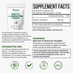 Purisure Acetyl L-Carnitine powder scoop for easy daily serving.