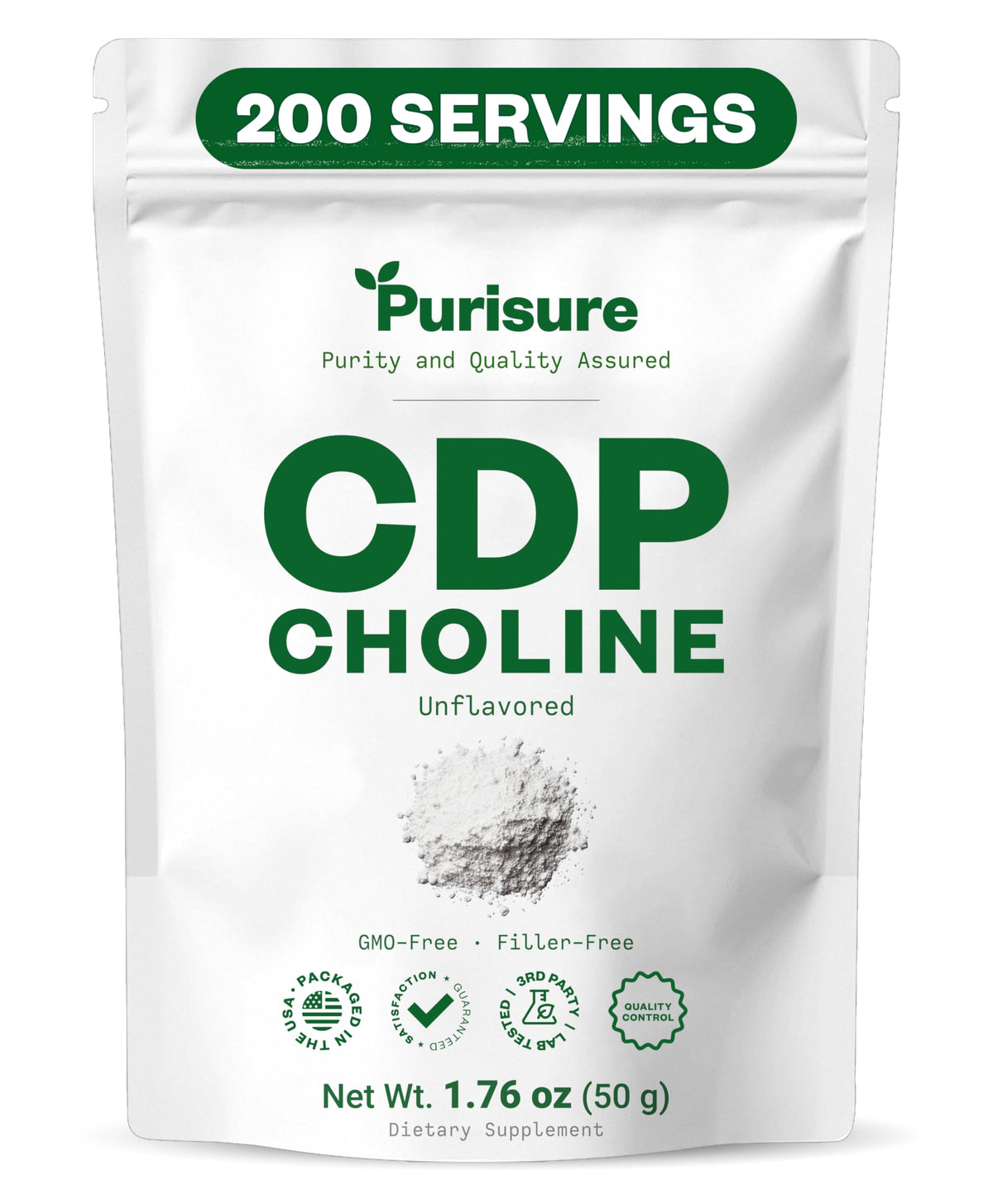 Purisure CDP Choline Powder container for easy daily dosing and portability.