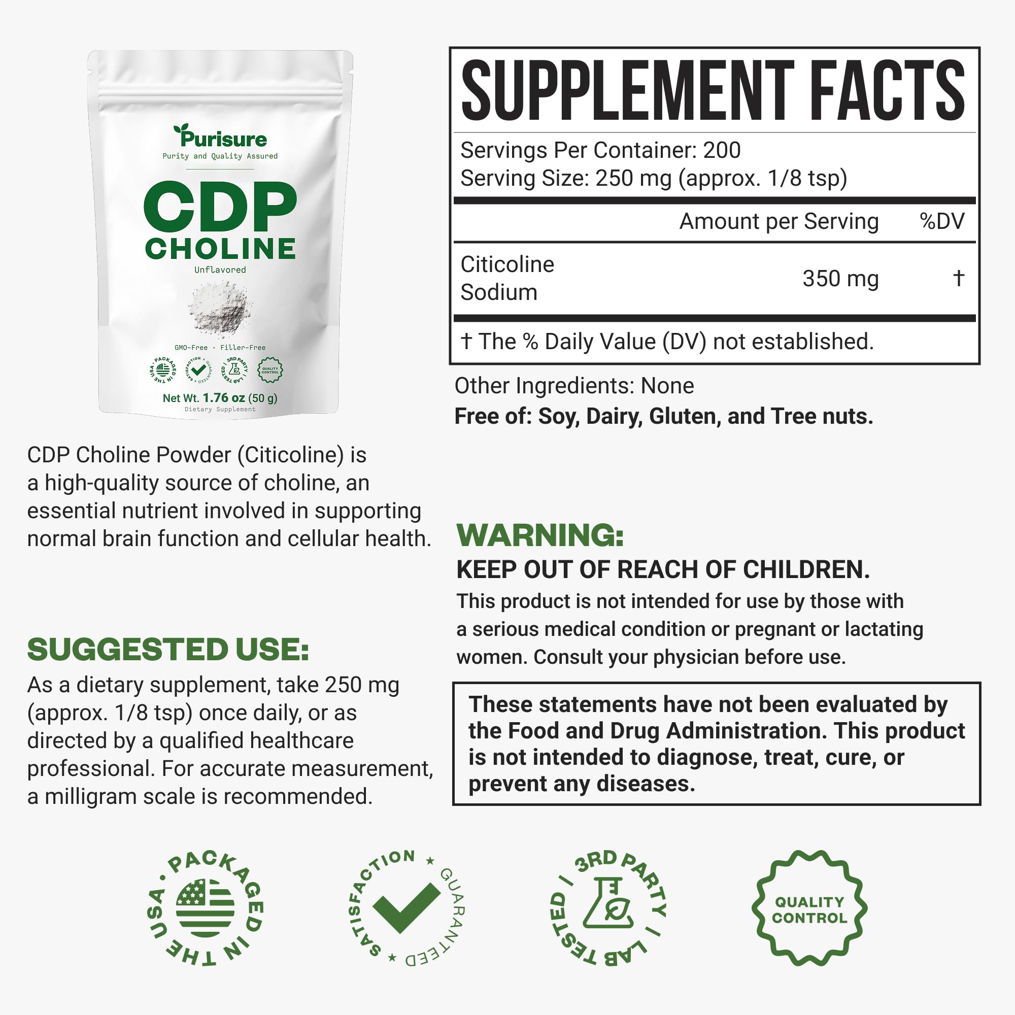 Purisure CDP Choline Powder poured into a drink for seamless mixing.