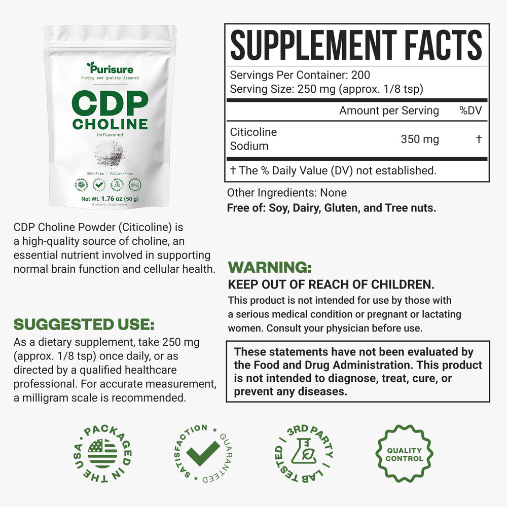 Purisure CDP Choline Powder poured into a drink for seamless mixing.
