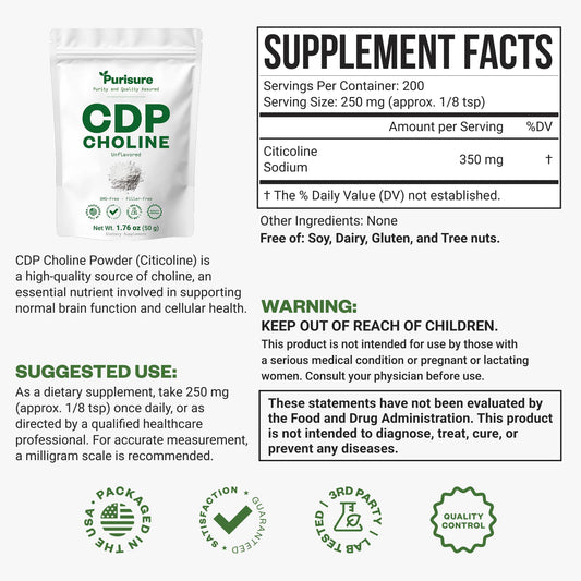 Purisure CDP Choline Powder poured into a drink for seamless mixing.
