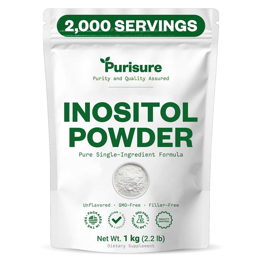 Purisure Inositol powder 1kg bag—clean, pure daily supplement.