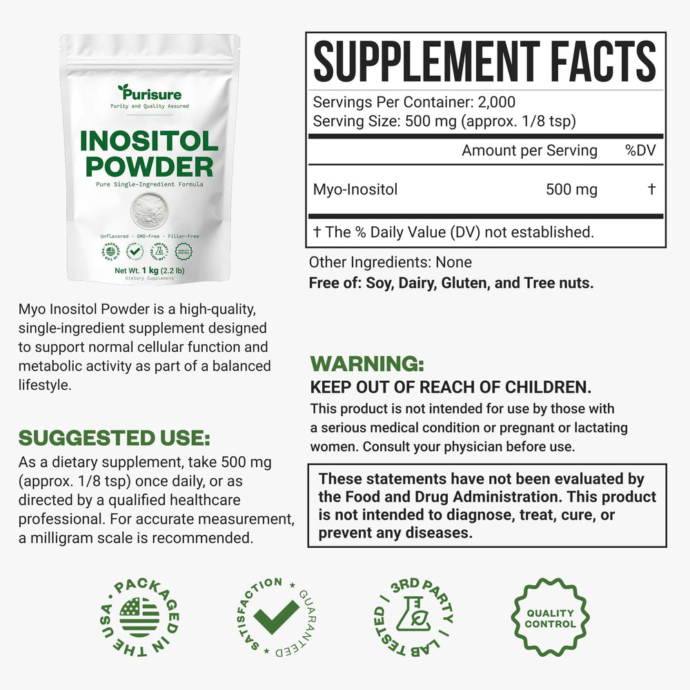 Purisure Inositol powder measuring scoop—easy portion control.
