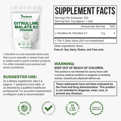 Close-up of Purisure Citrulline Malate powder texture.