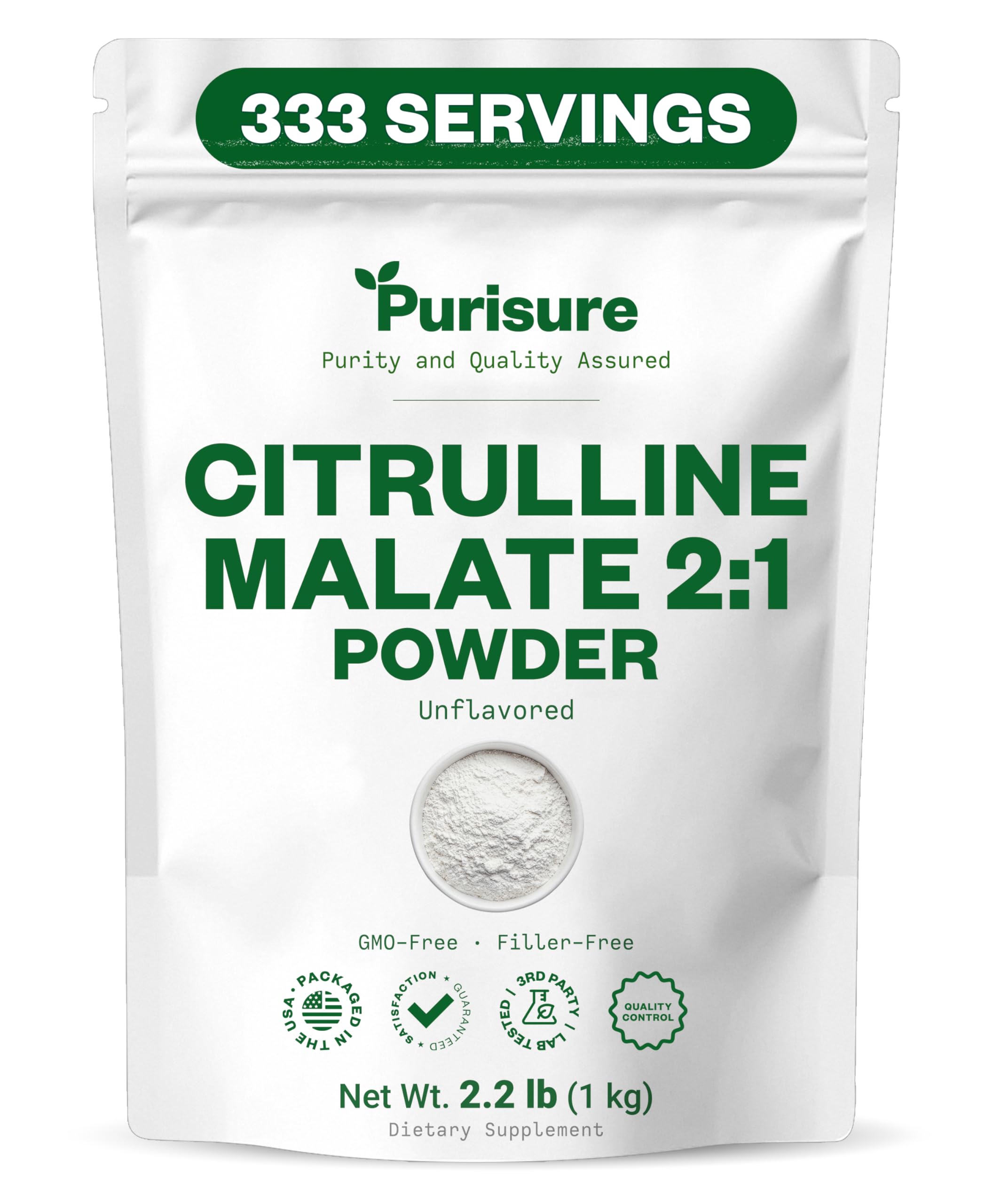 Purisure L Citrulline Malate 2:1 powder tub supports endurance.
