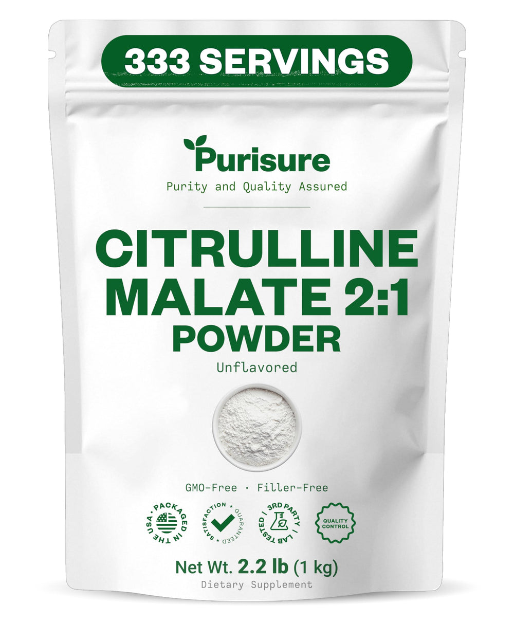 Purisure L Citrulline Malate 2:1 powder tub supports endurance.
