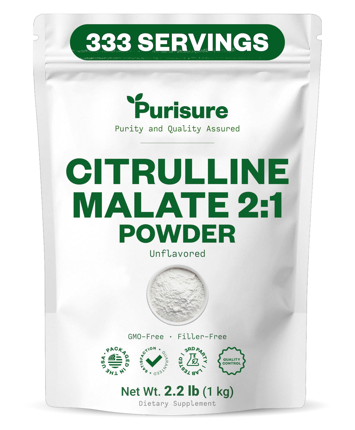 Purisure L Citrulline Malate 2:1 powder tub supports endurance.