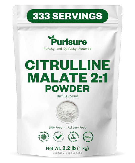 Purisure L Citrulline Malate 2:1 powder tub supports endurance.