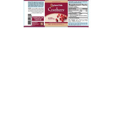 Puritan's Pride cranberry concentrate bottle label highlights vitamin C & E for daily wellness.