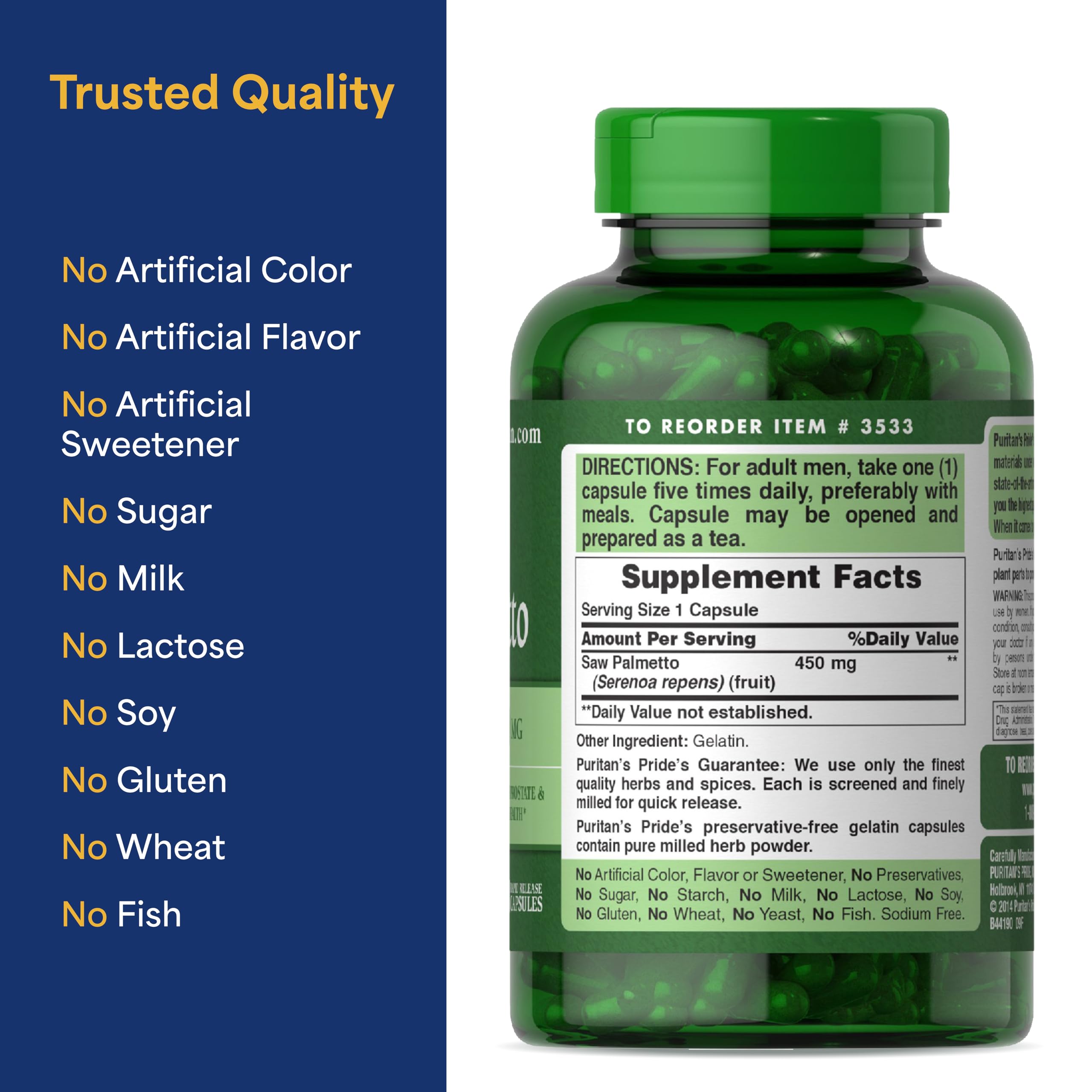 Puritan's Pride Flow Guard rapid-release capsules absorb quickly.