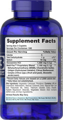 Puritan's Pride label close-up highlighting key ingredients for joint comfort.