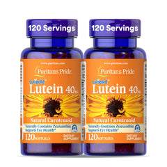 Puritan's Pride Lutigold Lutein 40mg bottle aiding blue light filtration for eye comfort