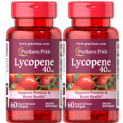 Puritan's Pride Lycopene 40 mg bottle front view highlighting antioxidant support