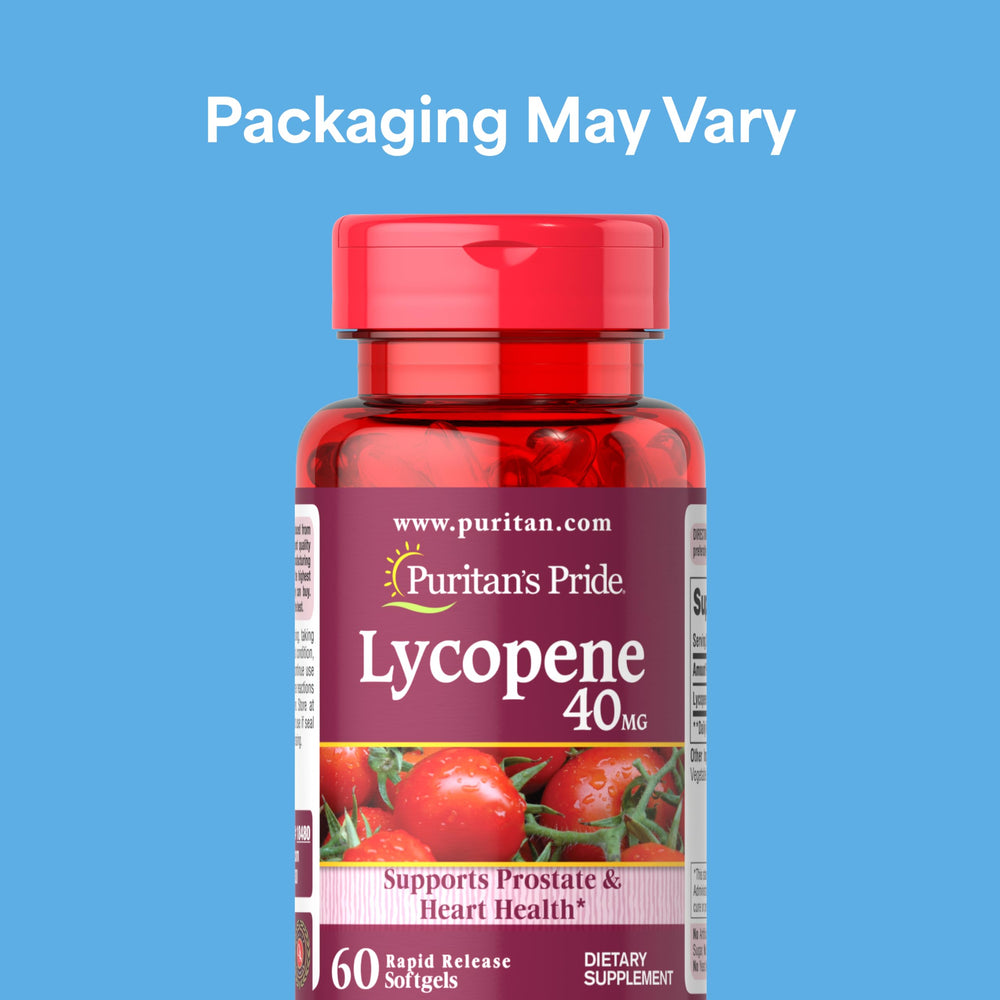 Puritan's Pride Lycopene 40 mg bottle side view highlighting convenient twin-pack packaging